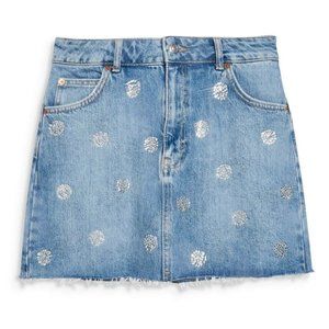 Topshop Jean Skirt with Polka Dot Diamonds